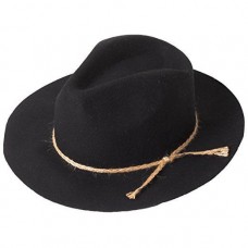 D&Y Mujers Black Felt Wool Casual Panama Brim Hat w Jute Band One Size Fits Most 655209212794 eb-96555474
